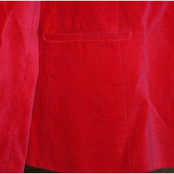 Vintage Womens 20 Red Velvet Double Button Blazer Jacket Holiday Party Christmas - Picture 4 of 10